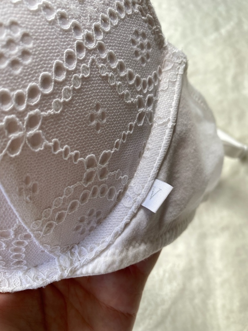 Victoria's Secret White Floral Eyelet Lace Push-Up Bra Size 34D Cotton blend - Picture 3 of 10